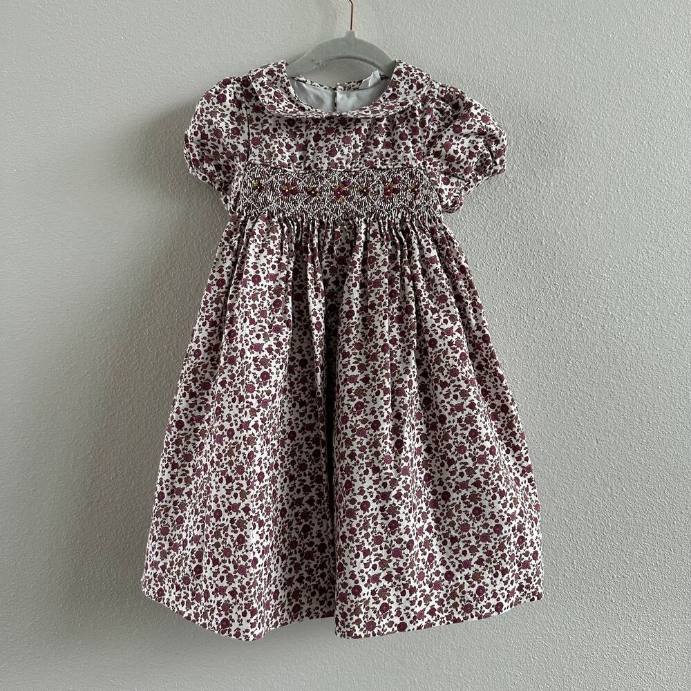EDGEHILL COLLECTION PURPLE FLORAL SMOCKED DRESS Size 4T